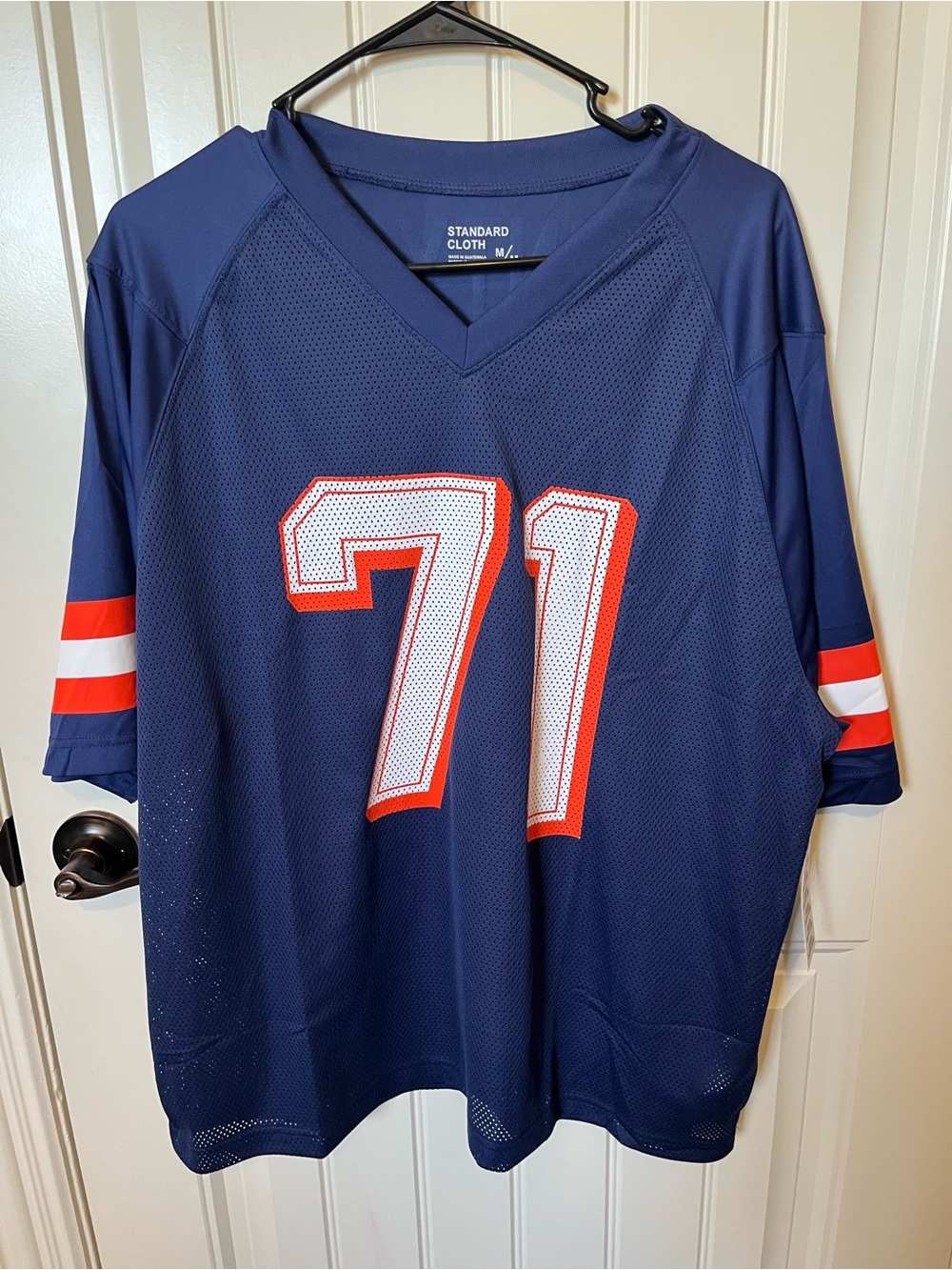 Urban Outfitters Navy Football Jersey with White and Orange 71